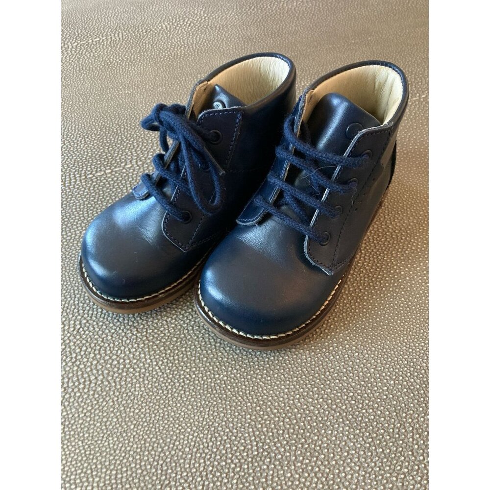 Jacadi Blue Leather Mid Boot EU 22/ US 6 EUC